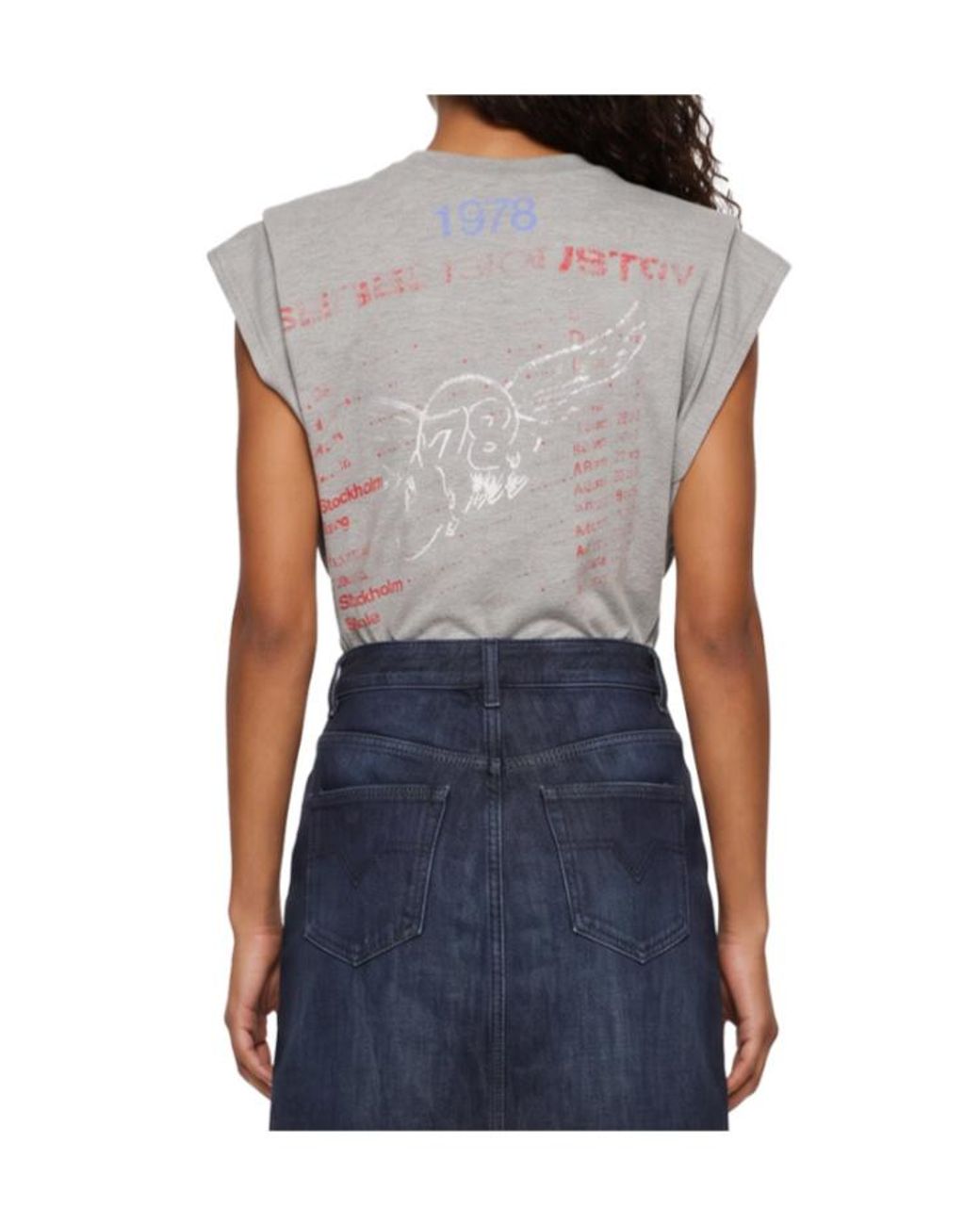 DIESEL Gray Graphic-Print Bodysuit