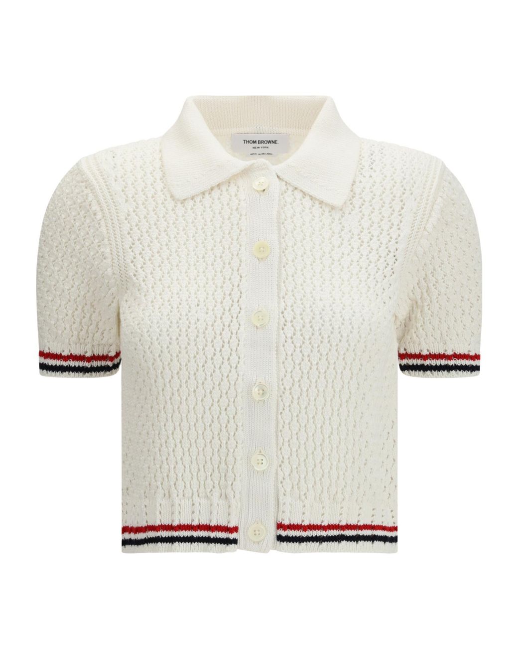 Thom Browne White Short Sleeve Buttoned Cardigan