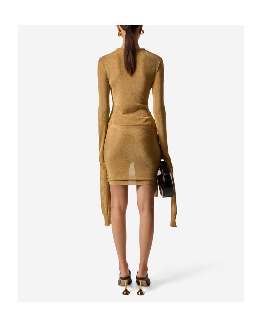 Coperni Natural Knotted Sleeved Dress