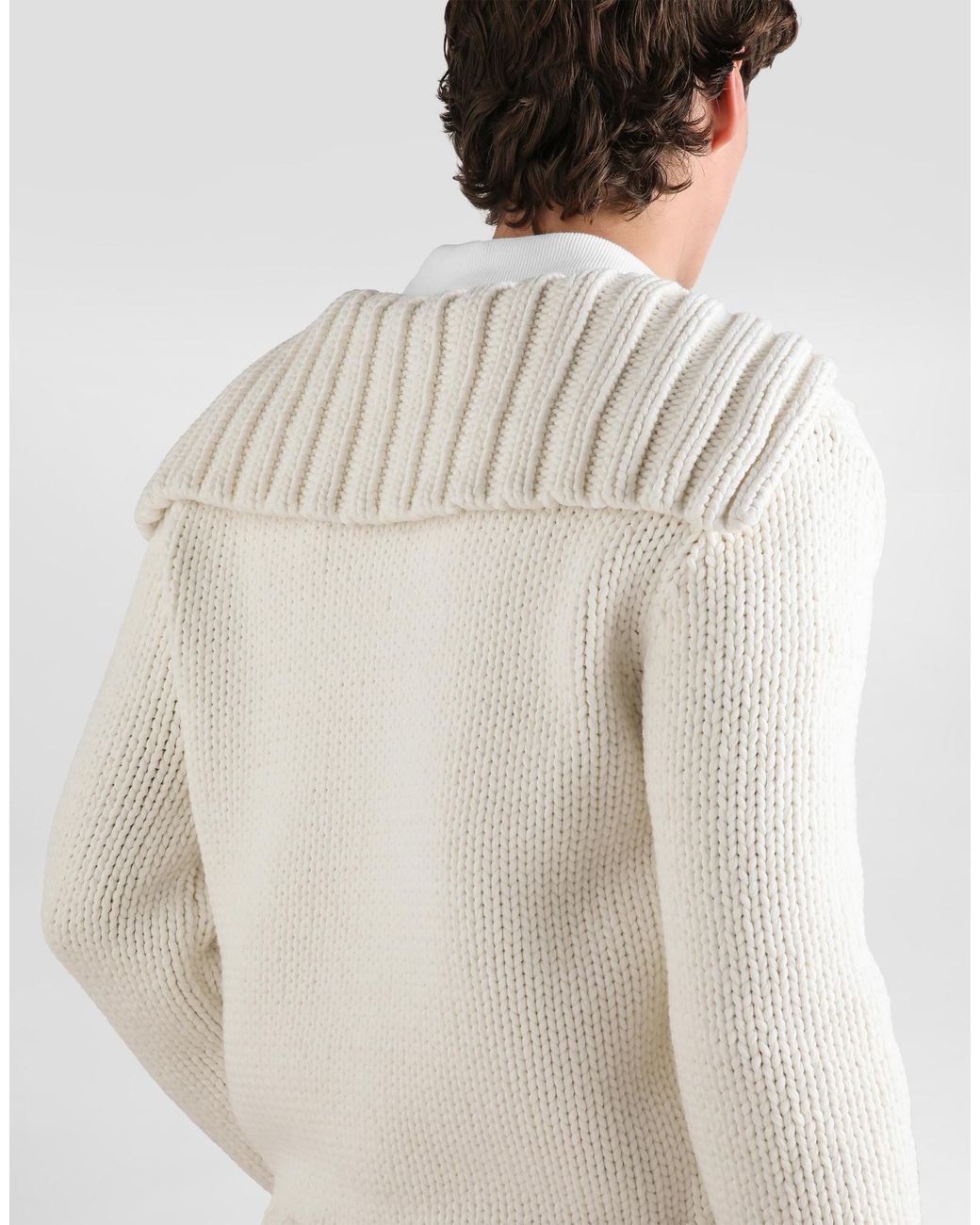 Dolce & Gabbana White Logo Embroidered Knitted Jumper for men