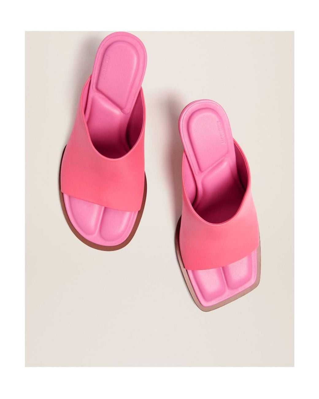 Jacquemus Pink Asymmetrical Geometric Mules