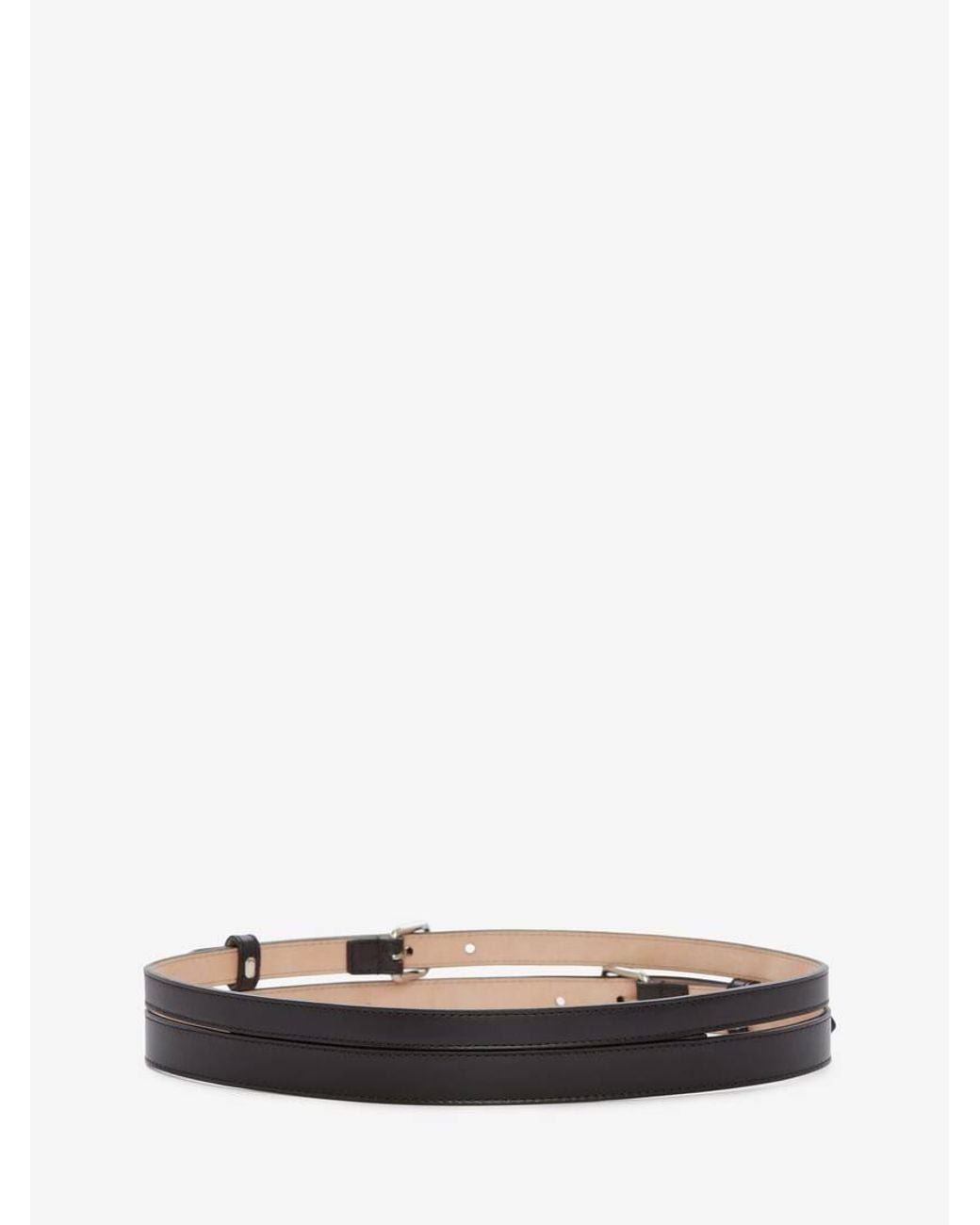 McQueen White Thin Double Wrap Belt