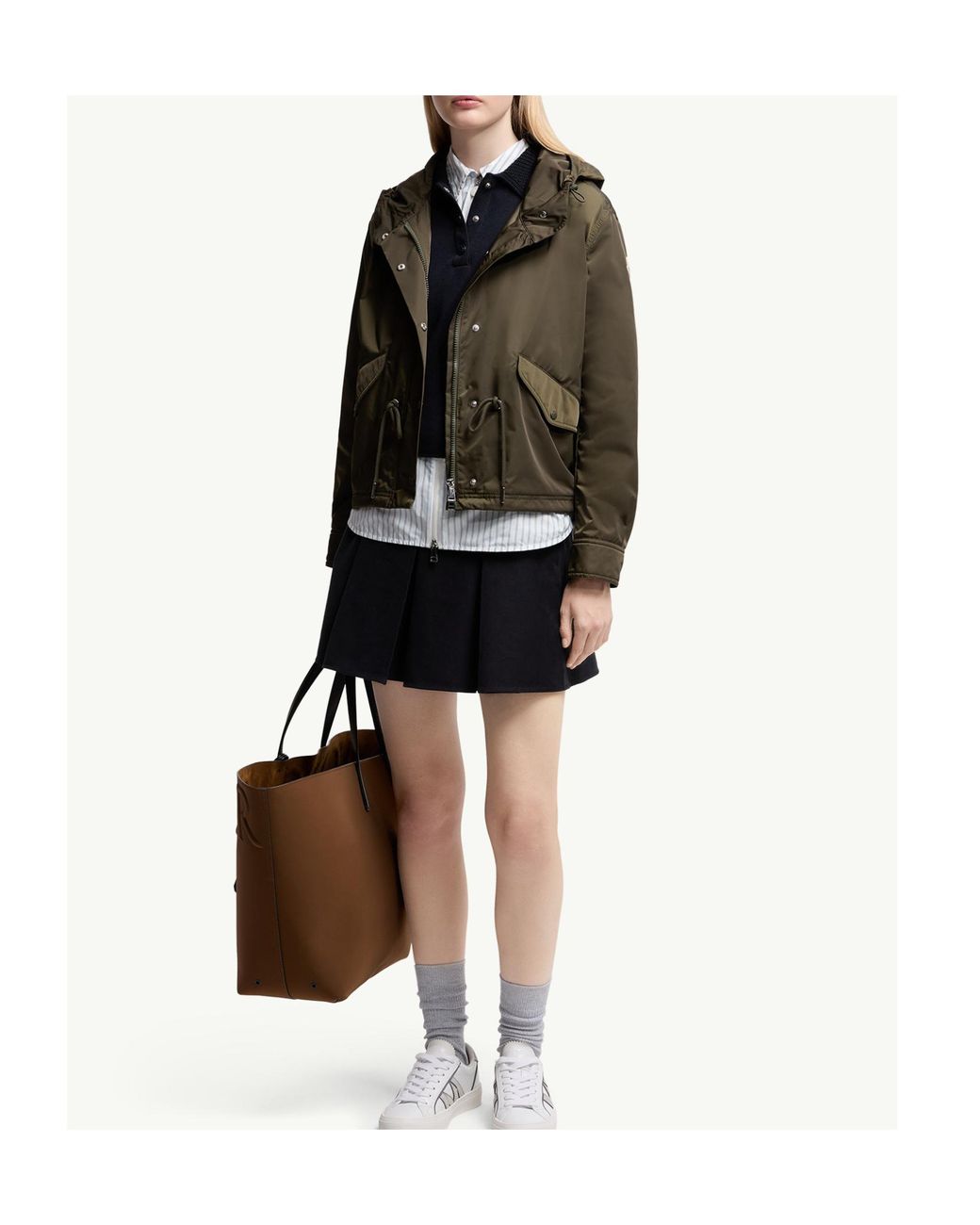 Moncler Blue Cotton Gabardine Pleated Mini Skirt