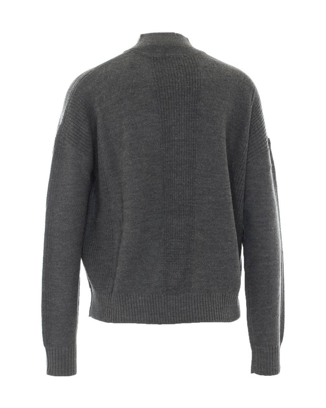 Liu Jo Gray Logo Button High Neck Cardigan