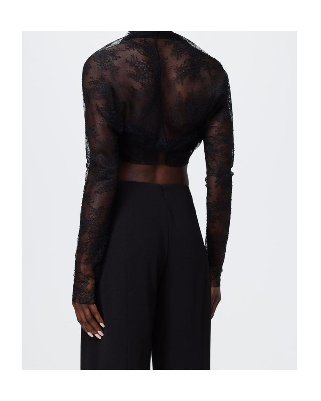 Alberta Ferretti Black Long Sleeve Laced Top