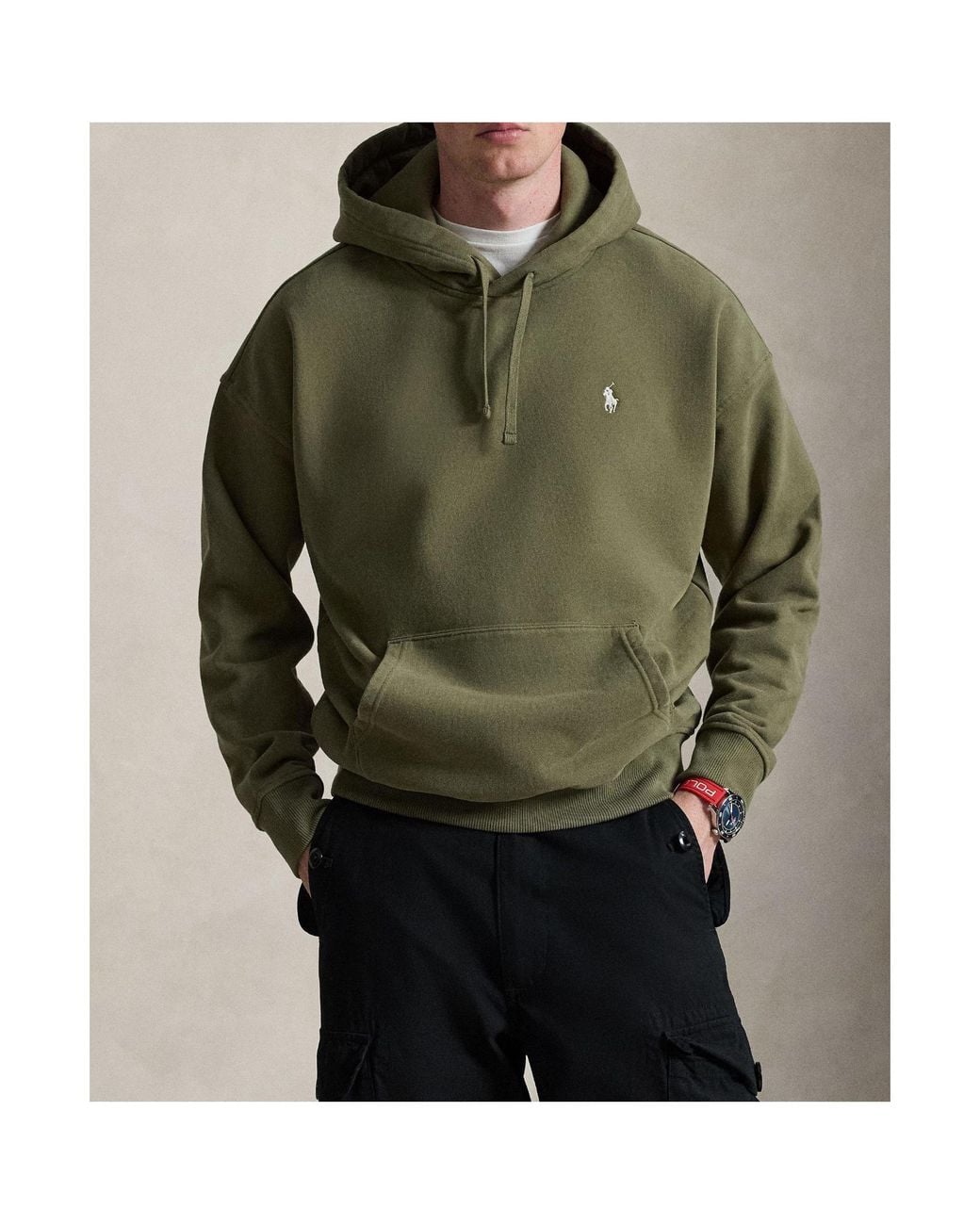 Polo Ralph Lauren Green Simple Solid-Color Hoodie for men