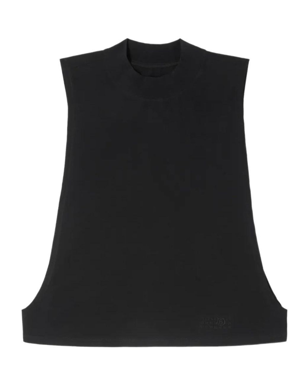 MM6 by Maison Margiela Black Cotton Jersey Sleeveless Top