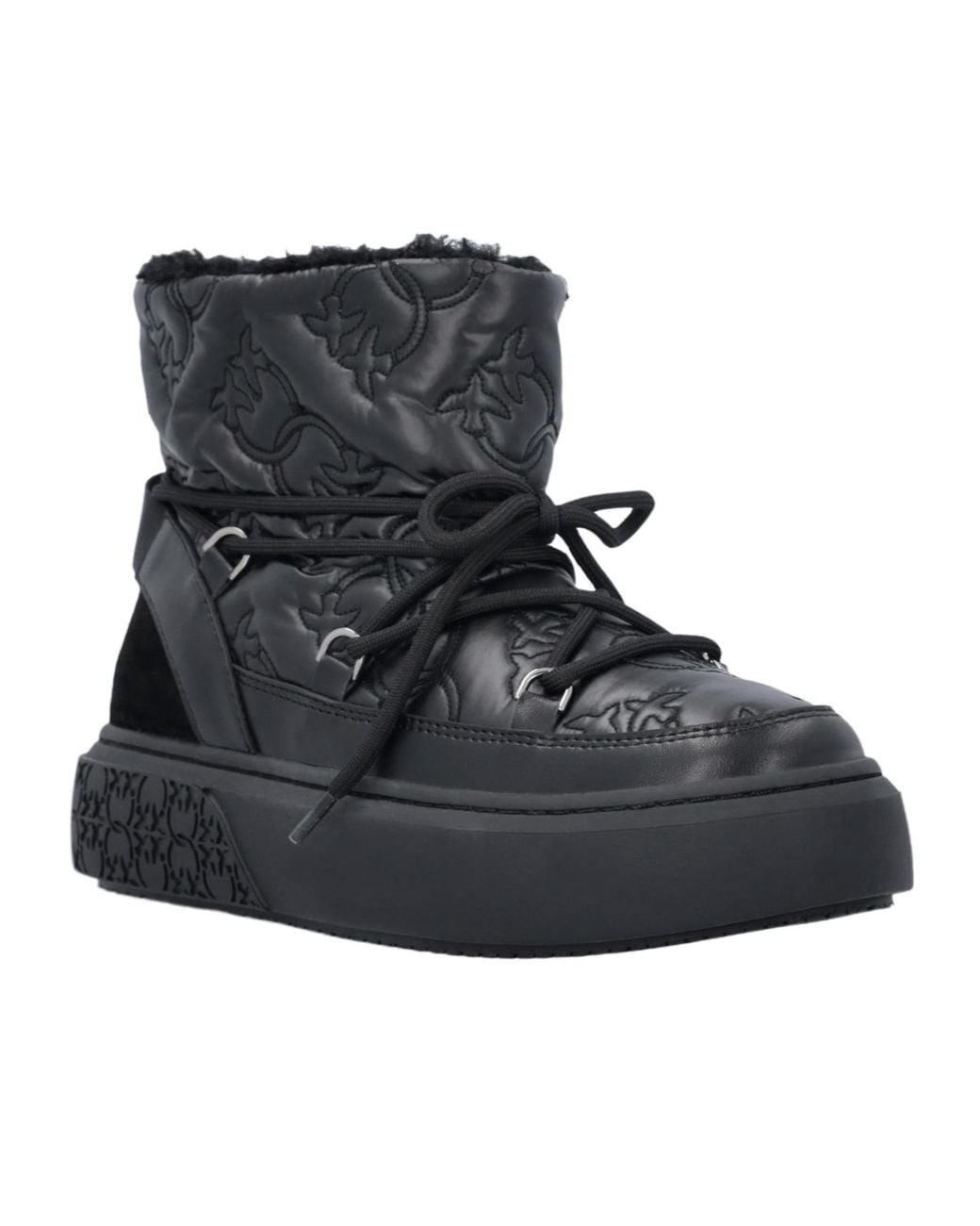 Pinko Black Round Toe Quilted Ankle Boots