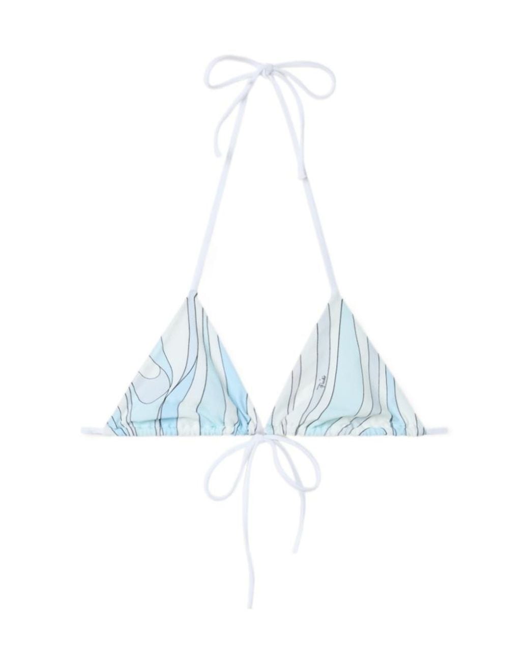 Emilio Pucci Blue Marmo-Print Bikini Top