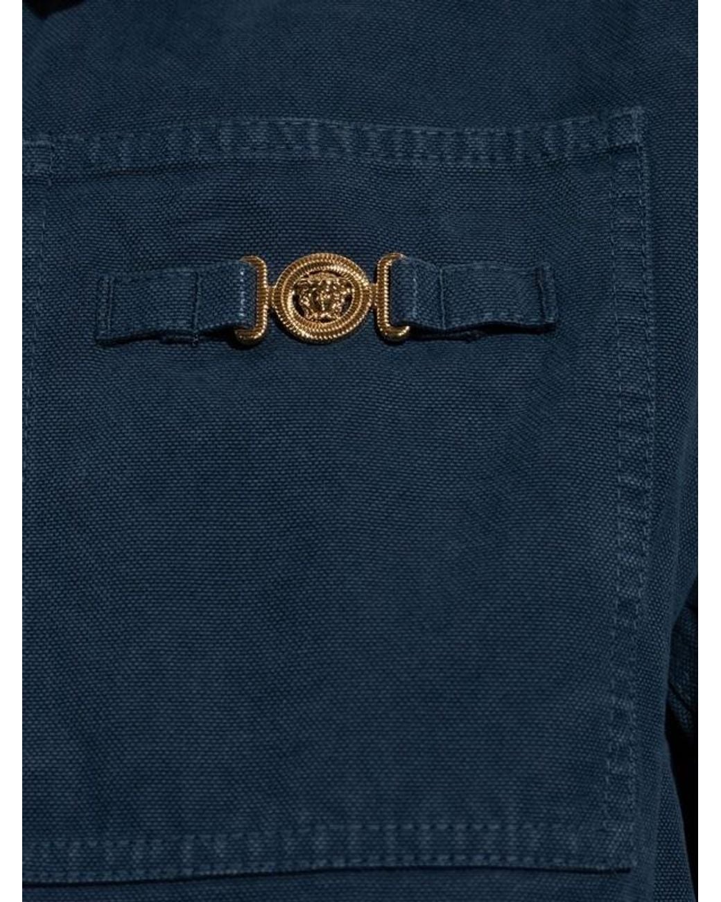 Versace Blue Overdyed Carpenter Denim Jacket for men
