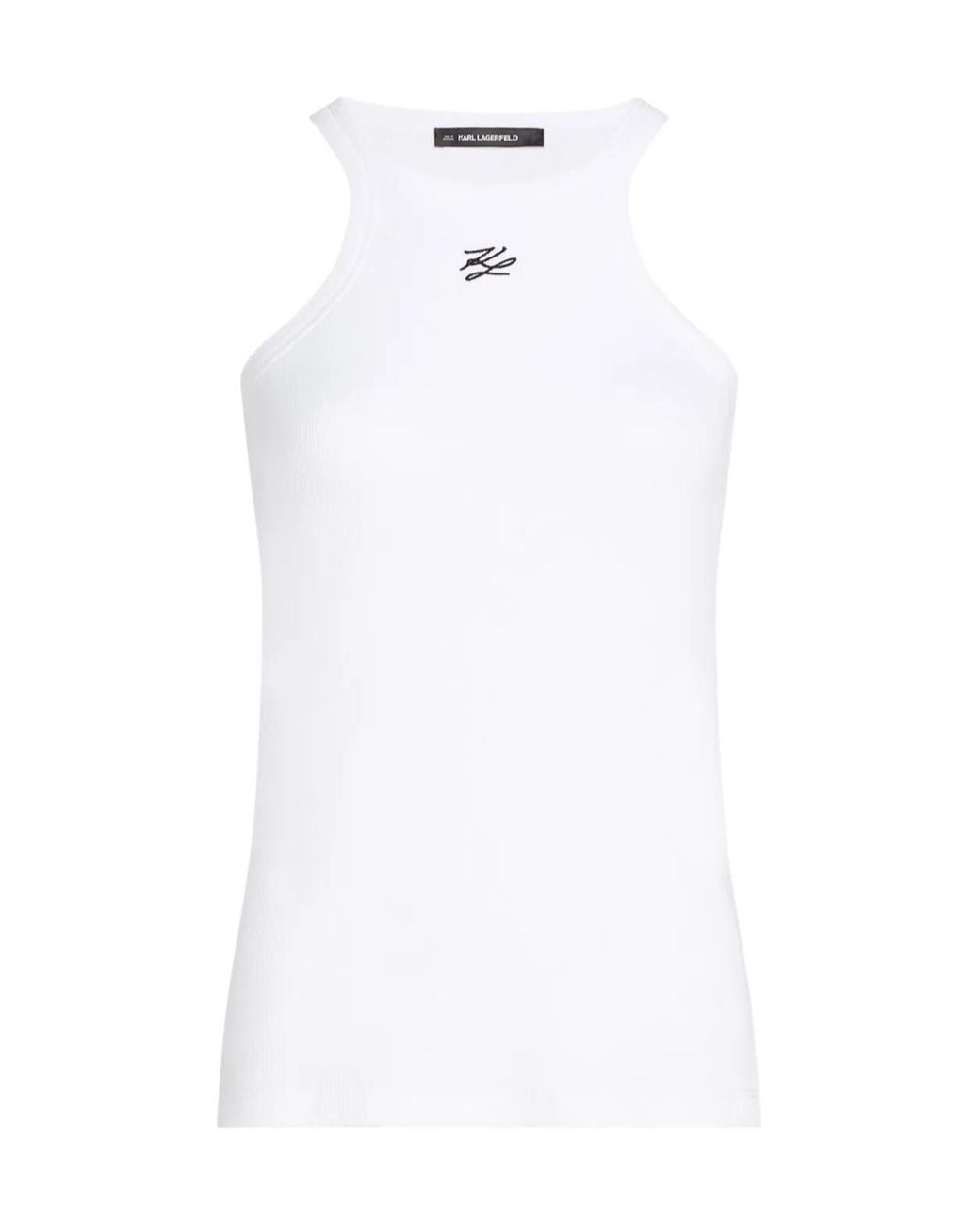 Karl Lagerfeld White Karl Autograph Tank Top