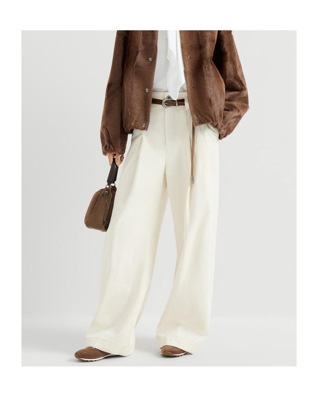 Brunello Cucinelli Brown Suede Runners With Shiny Loops