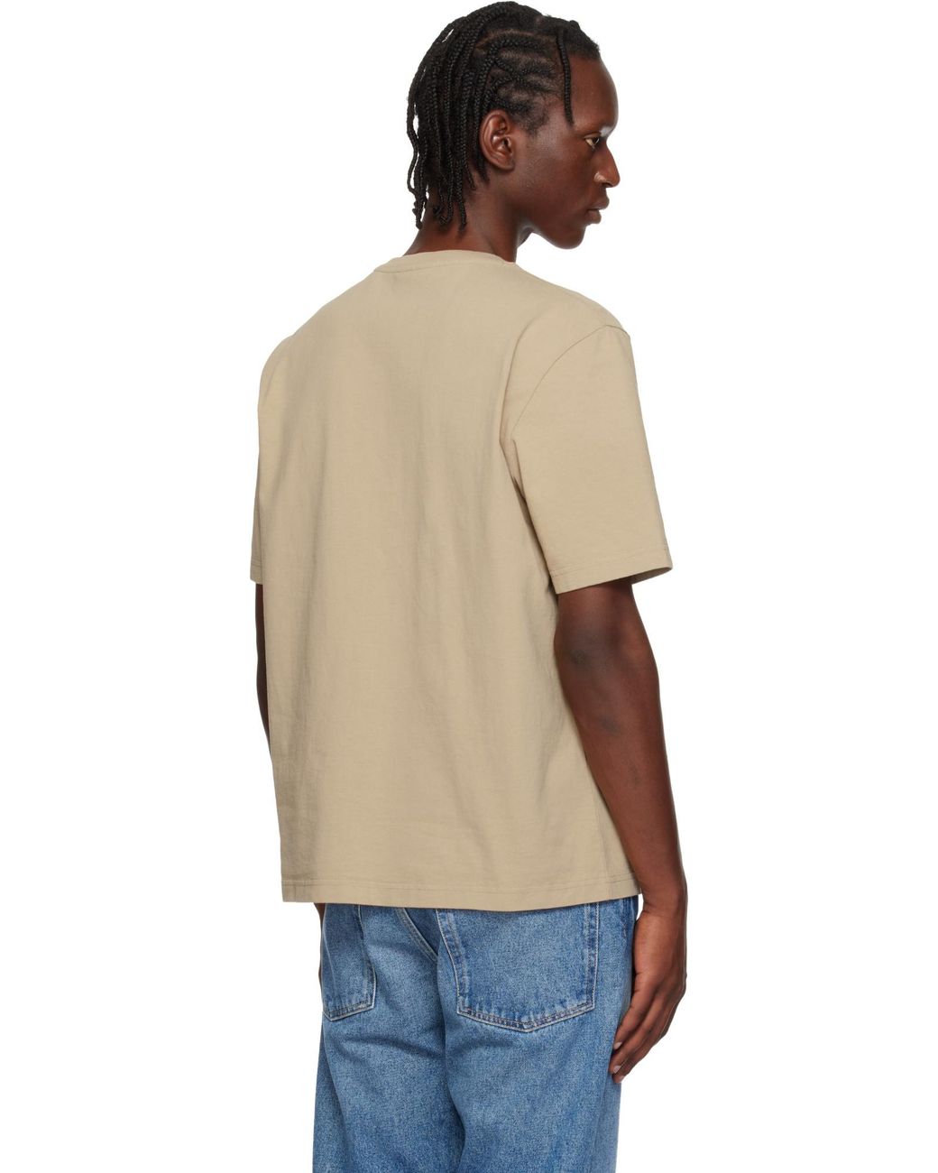 Maison Kitsuné Natural Embroidered T-Shirt for men