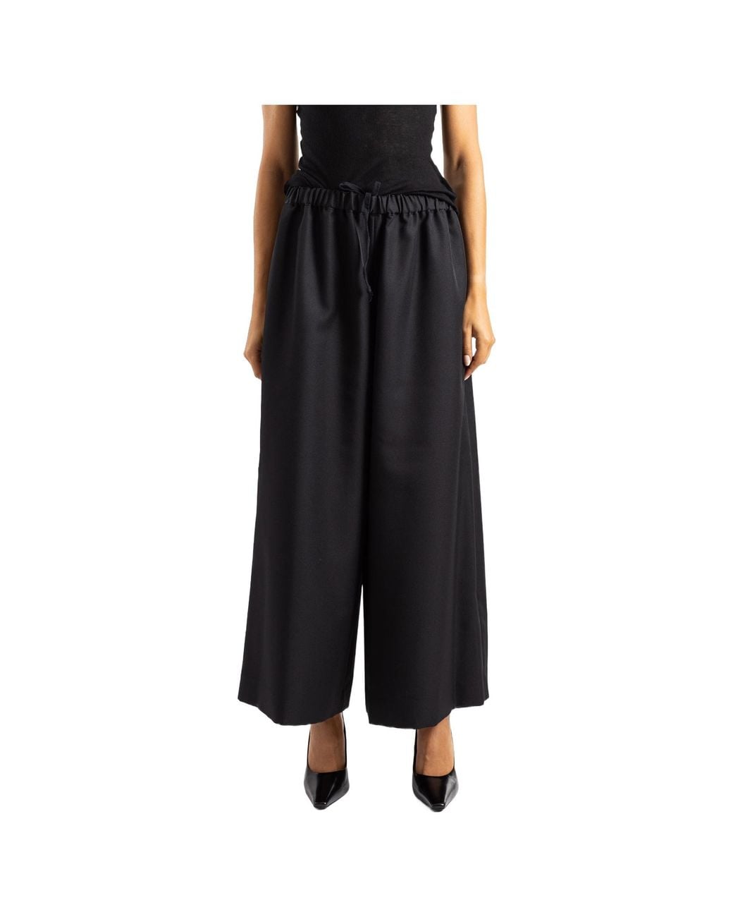 Comme des Garçons Black Wide-Leg Drawstring Casual Pants