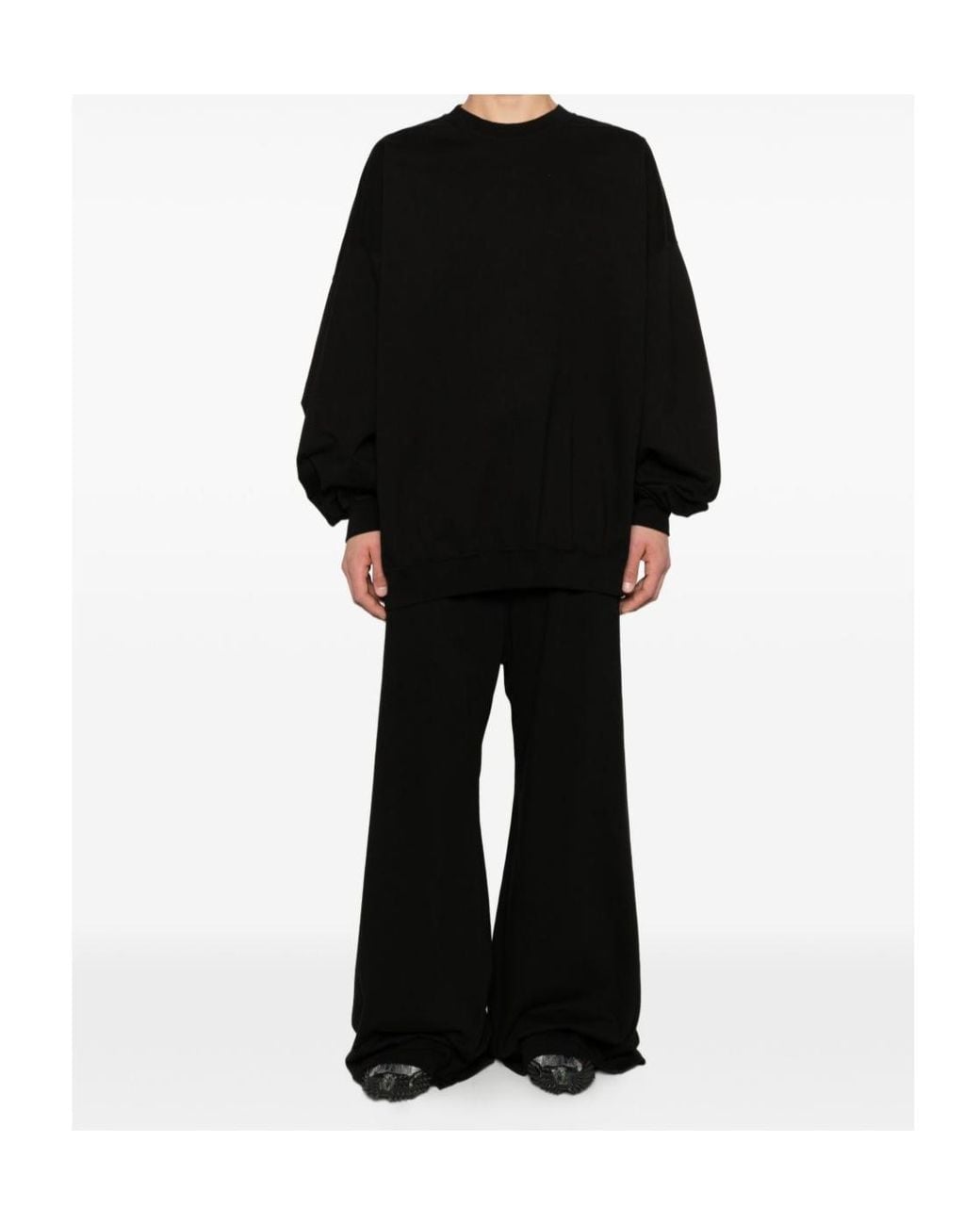 Rick Owens Black Hun Tie-Detail Sweatshirt for men