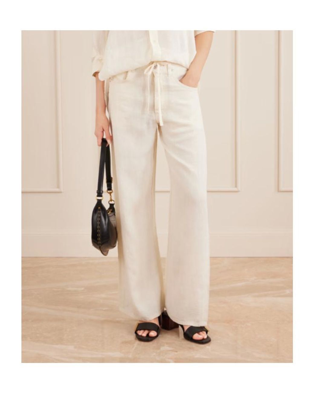Citizens of Humanity White Brynn Linen Straight-Leg Pants