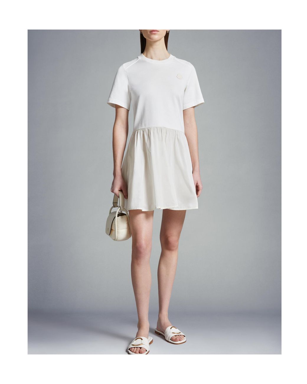 Moncler White Slim Fit Flared Mini Dress