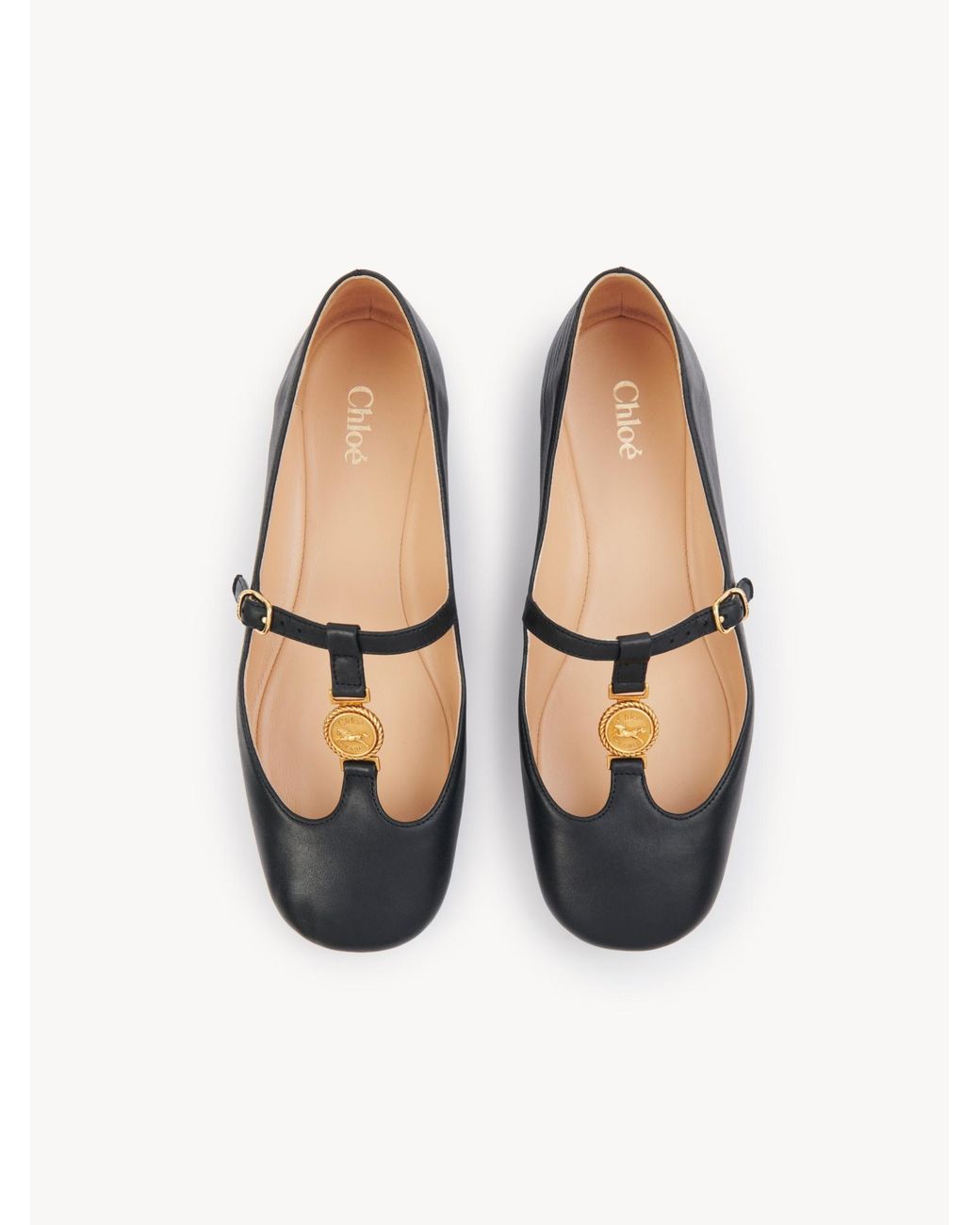 Chloé Black Logo-Medal Ballet Flats