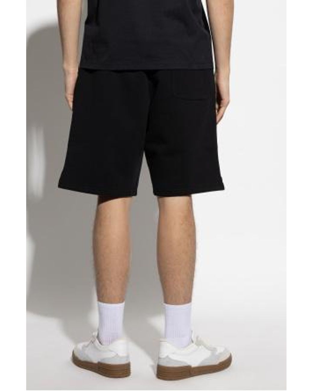 AMI Black Ami De Coeur-Embroidered Shorts for men