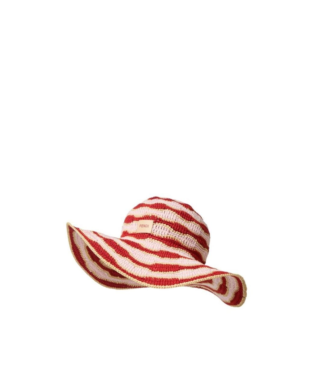 Fendi Pink Wave Crochet Wide-Brimmed Hat