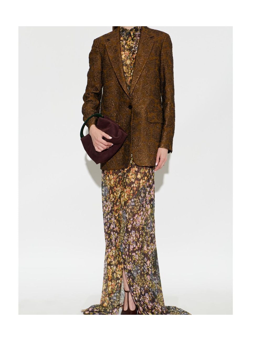 Dries Van Noten Natural Dalima Floral Printed Midi Dress