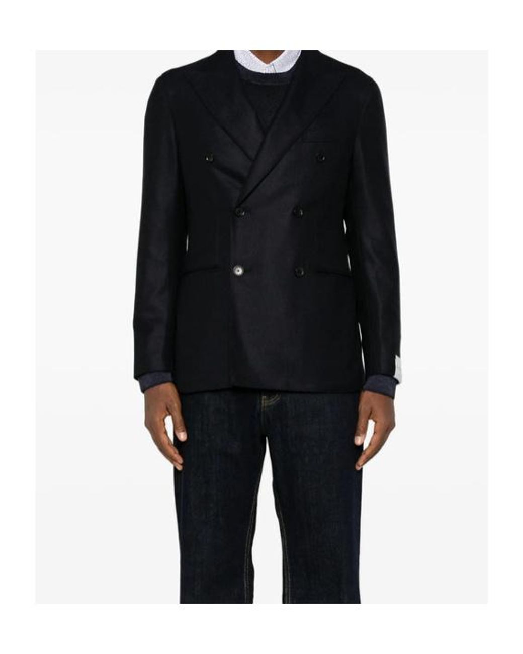 Caruso Blue Long-Sleeve Blazer for men