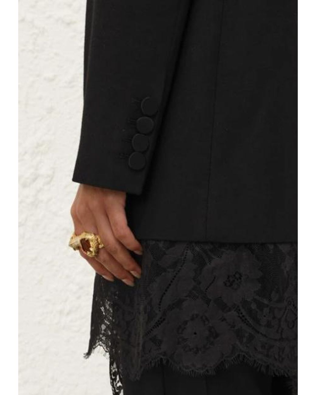 Zimmermann Black Valiant Lace Trim Blazer