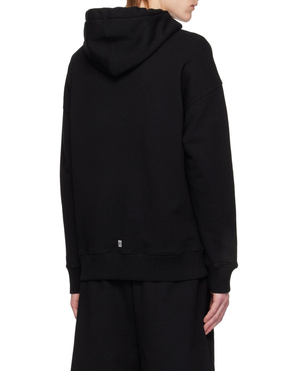 Givenchy Black Logo Printed Drawstring Hoodie for men
