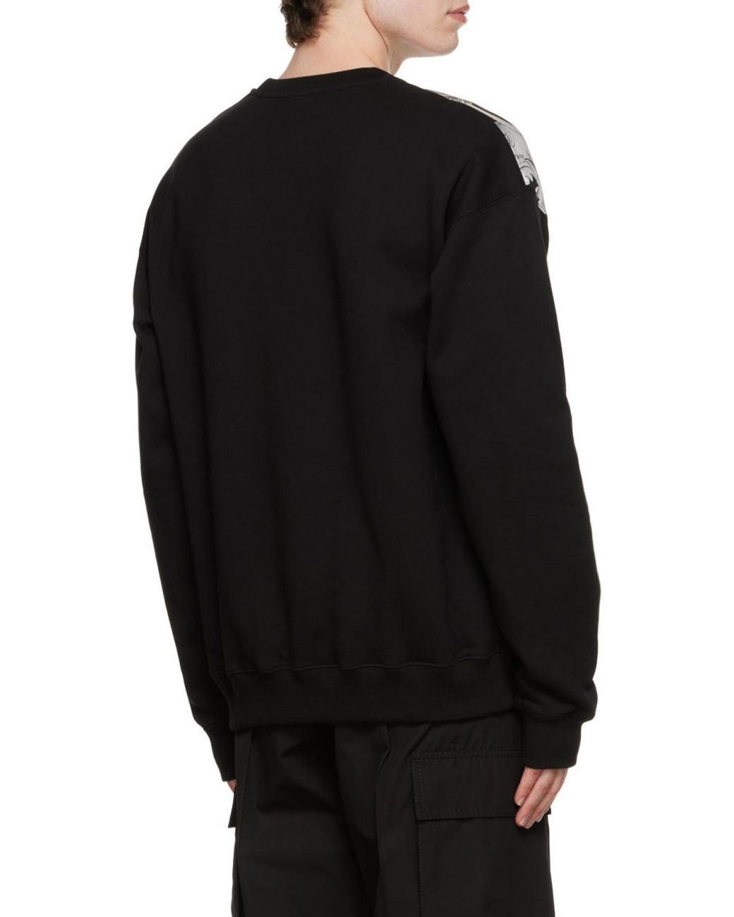 Versace Black Baroque-Print Detail Sweatshirt for men