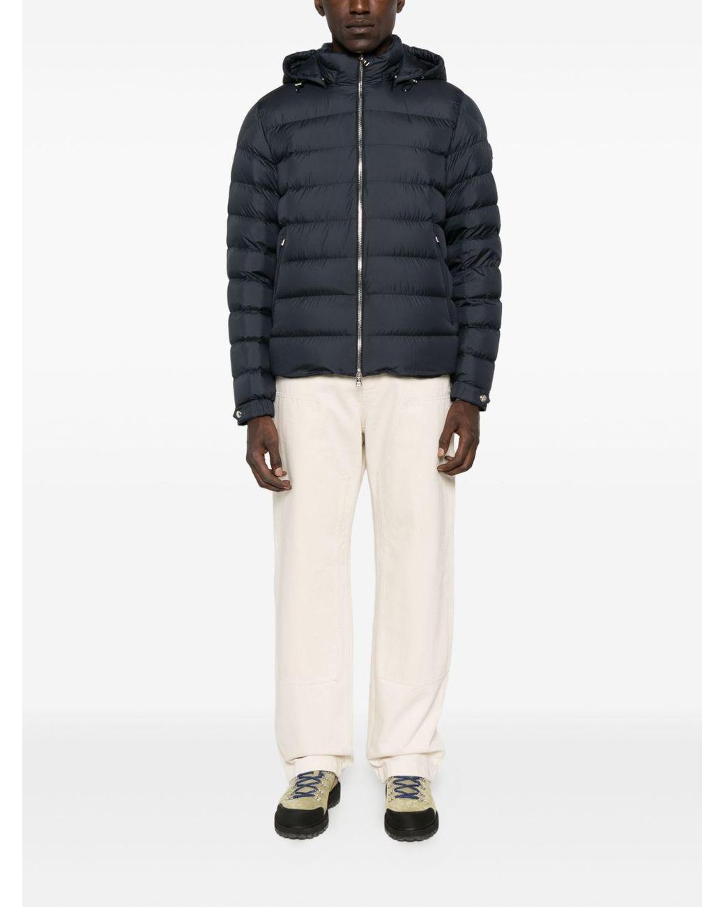 Moncler Blue Arneb Zip-Up Hooded Padded Jacket for men