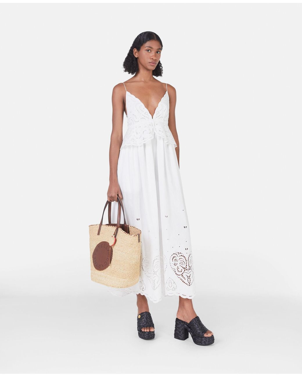 Stella McCartney White Brodarie Anglaise Strapped Maxi Dress