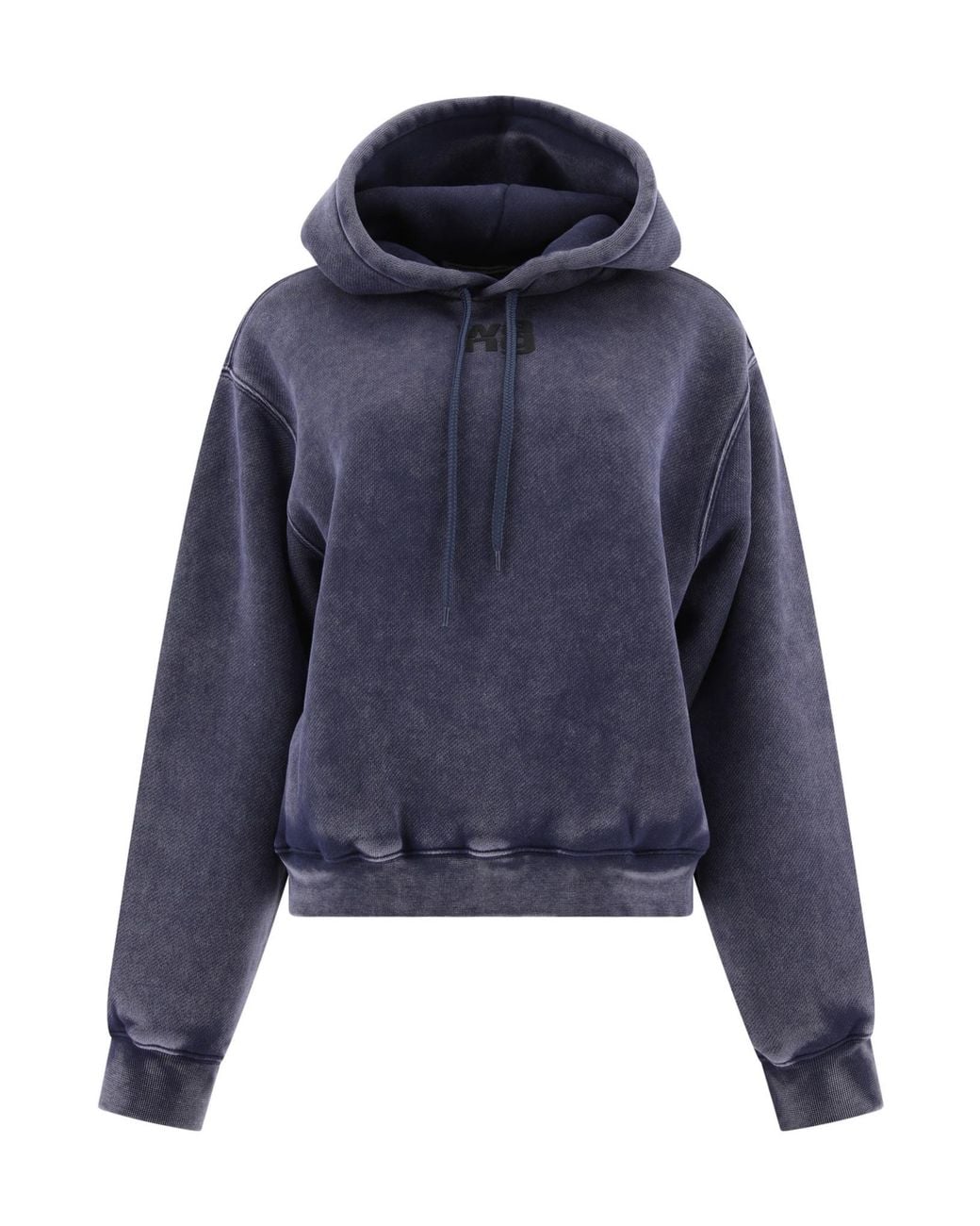 Alexander Wang Blue T By Structured Terry Puff Logo Hoodie
