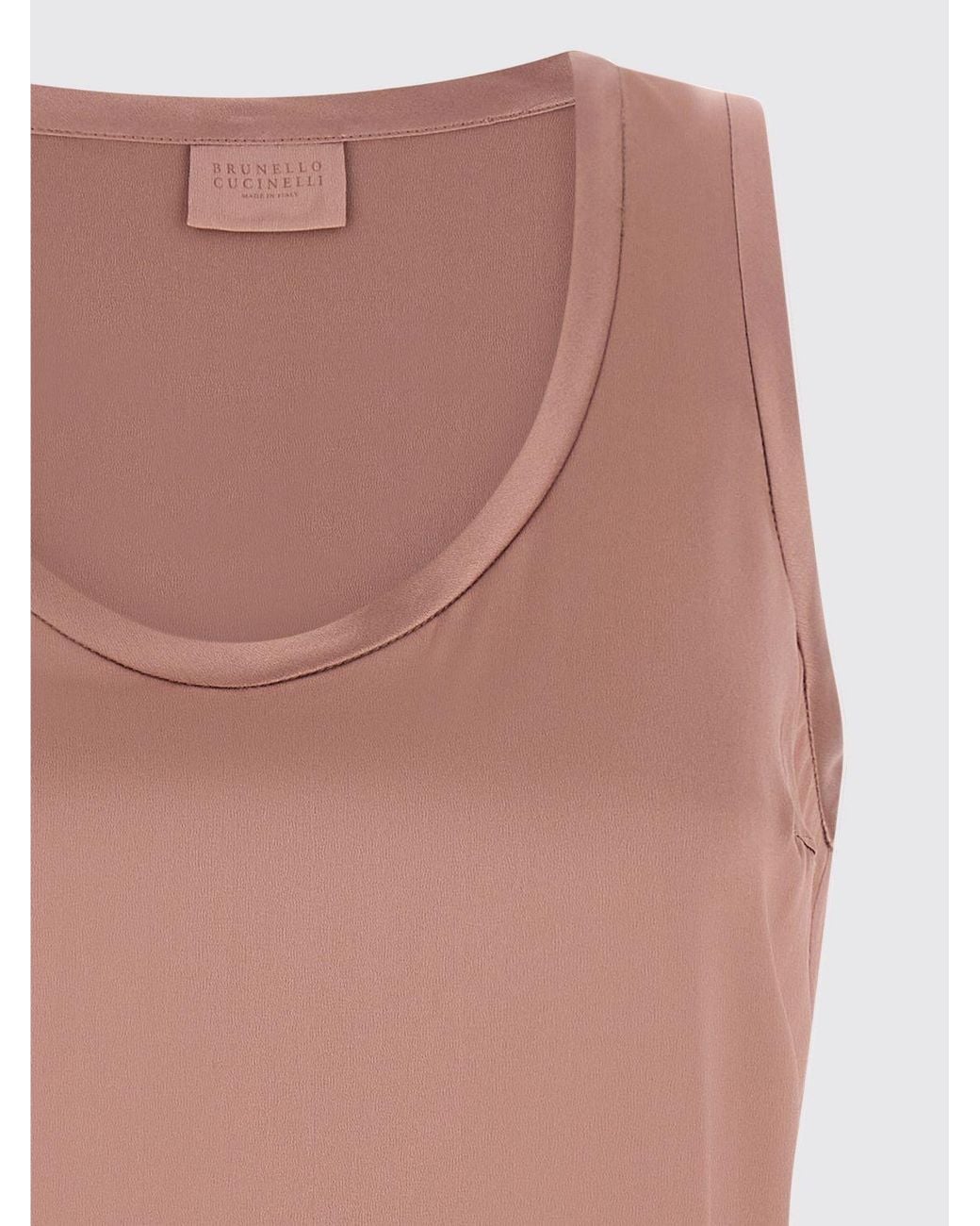 Brunello Cucinelli Pink Stretch-Silk Sleeveless Top