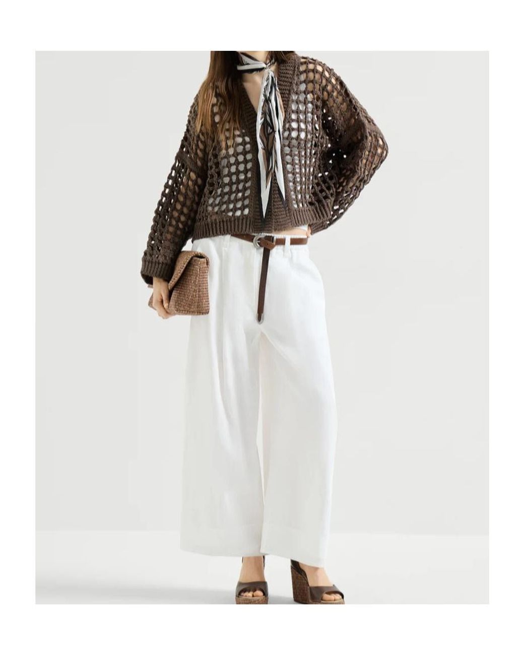 Brunello Cucinelli Black Jute And Cotton Net Cardigan