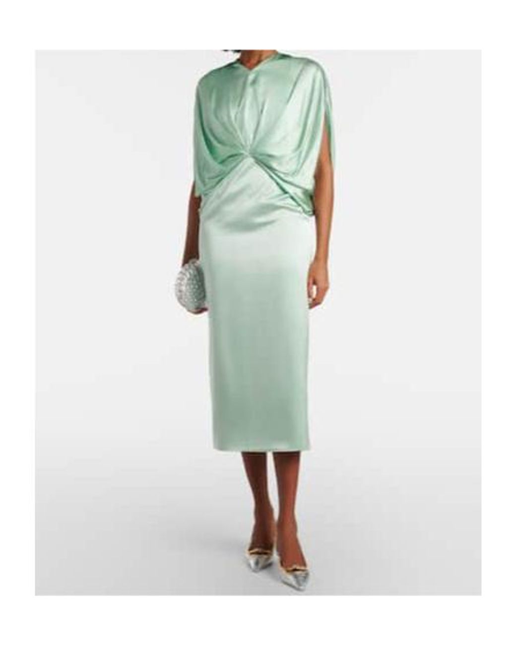 Roksanda Green Tari Gathered Silk Cocktail Dress