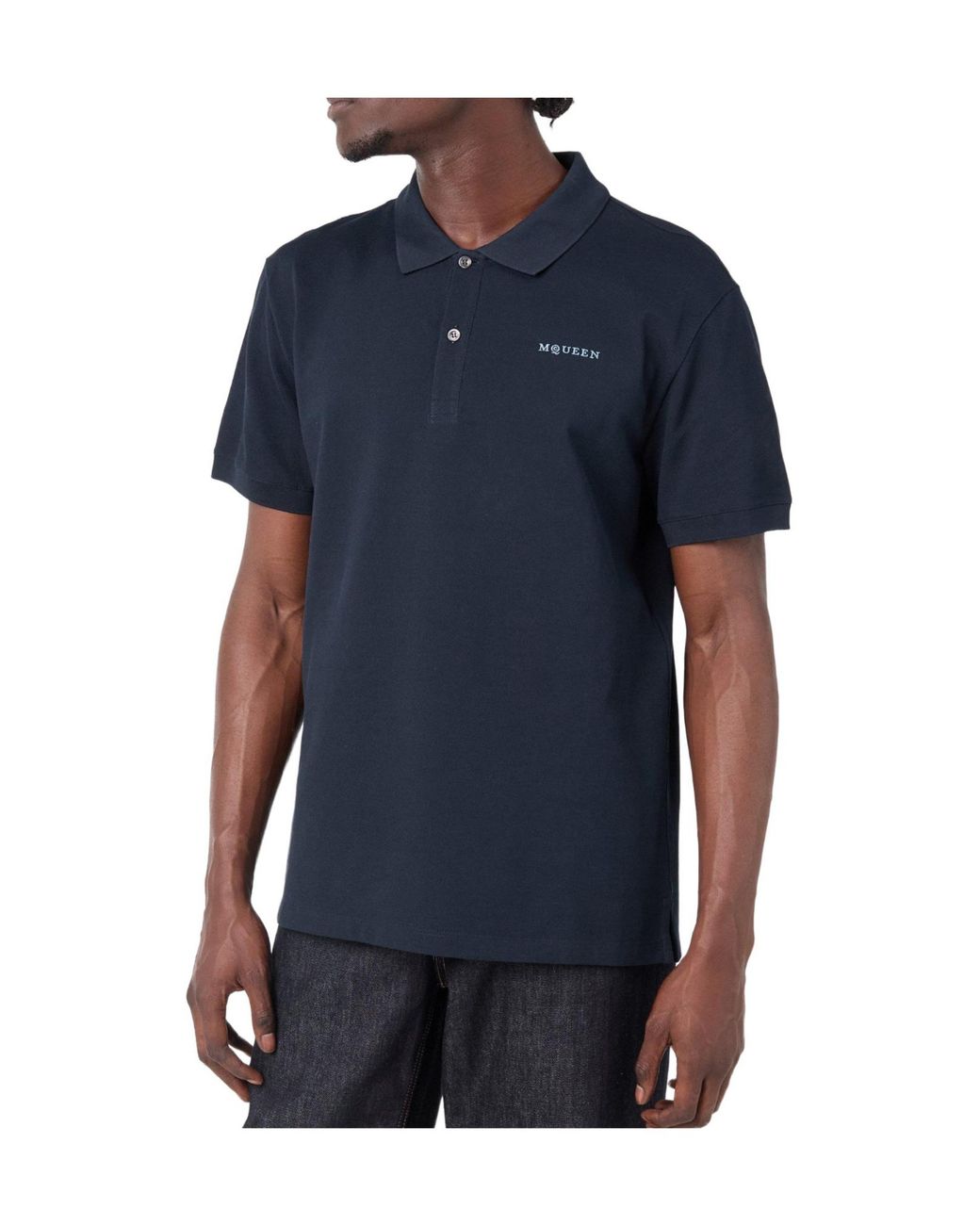 McQueen Blue Shortsleeve Polo Shirt for men