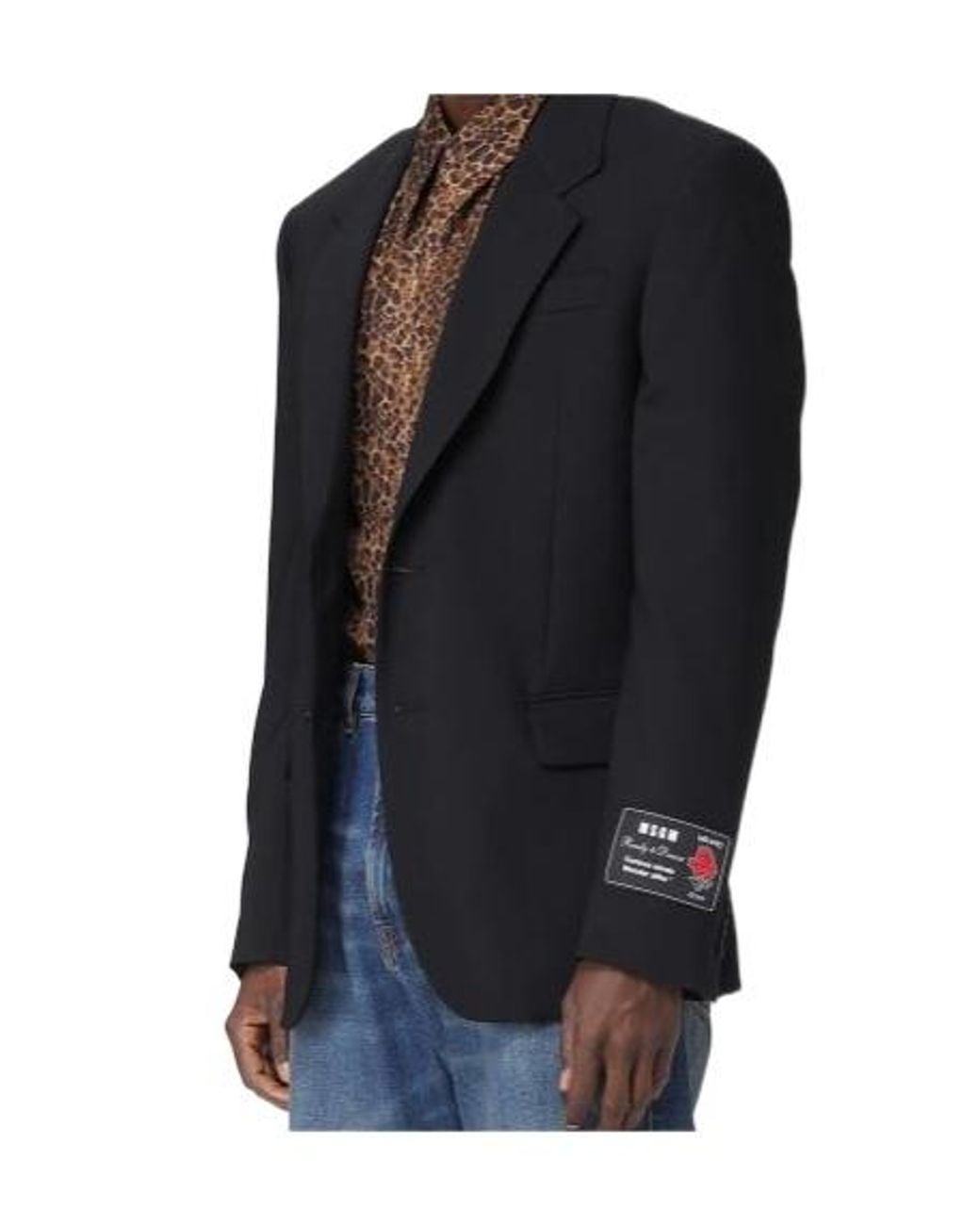 MSGM Black Single-Breasted Blazer for men