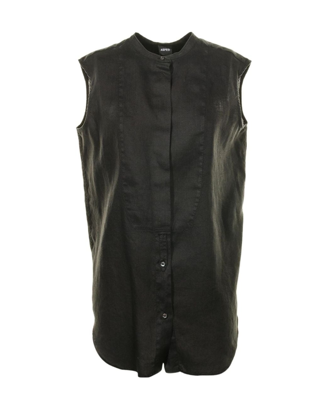 Aspesi Black Buttoned-Up Sleeveless Top