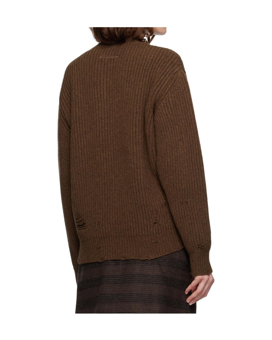 MM6 by Maison Margiela Brown Distressed Jumper
