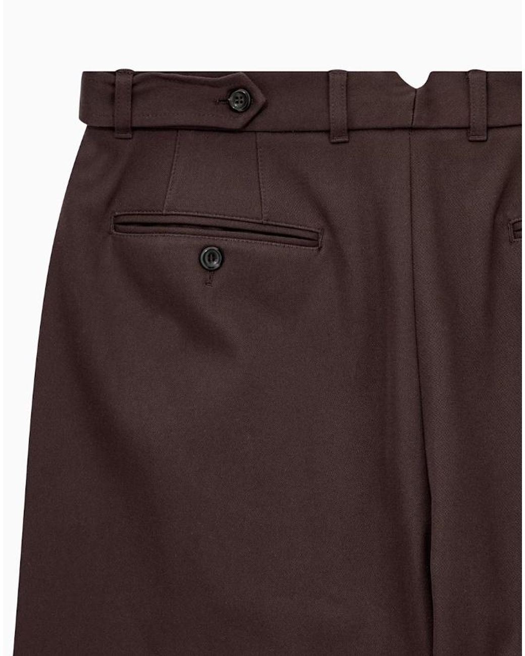 Emporio Armani Brown Pleated Cotton Trousers With A High Waist And Straight Leg for men