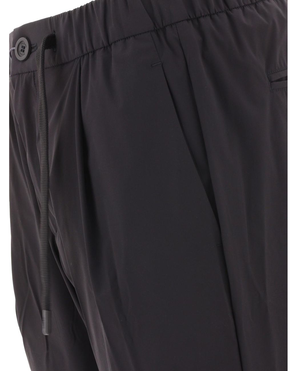 Herno Black Drawstring-Waist Trousers for men