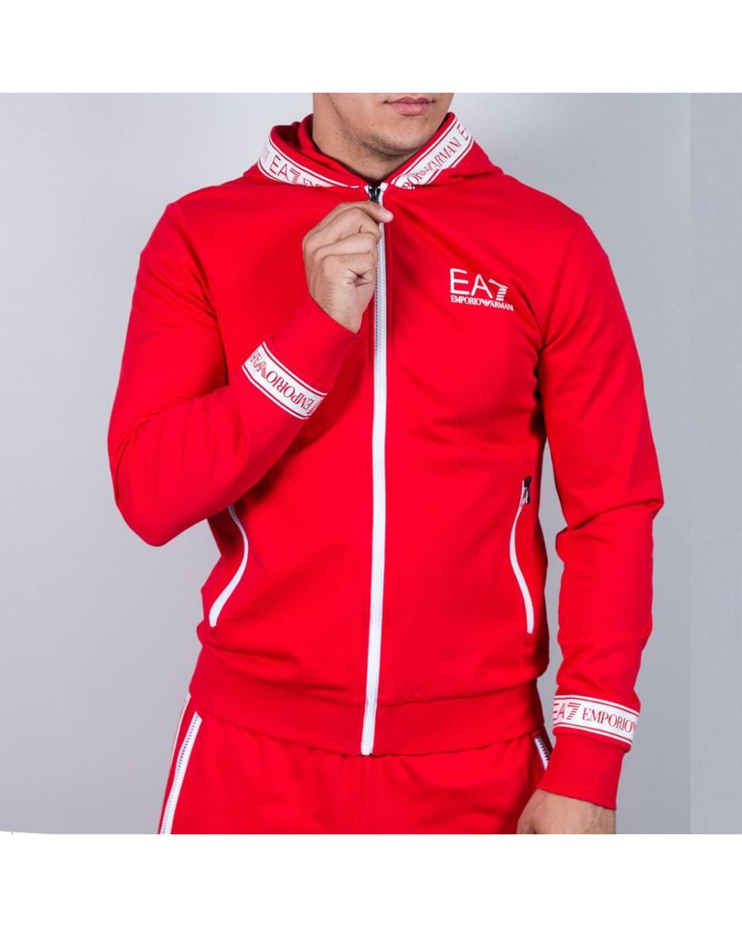 EA7 Red Logo And Hat Casual Jacket for men