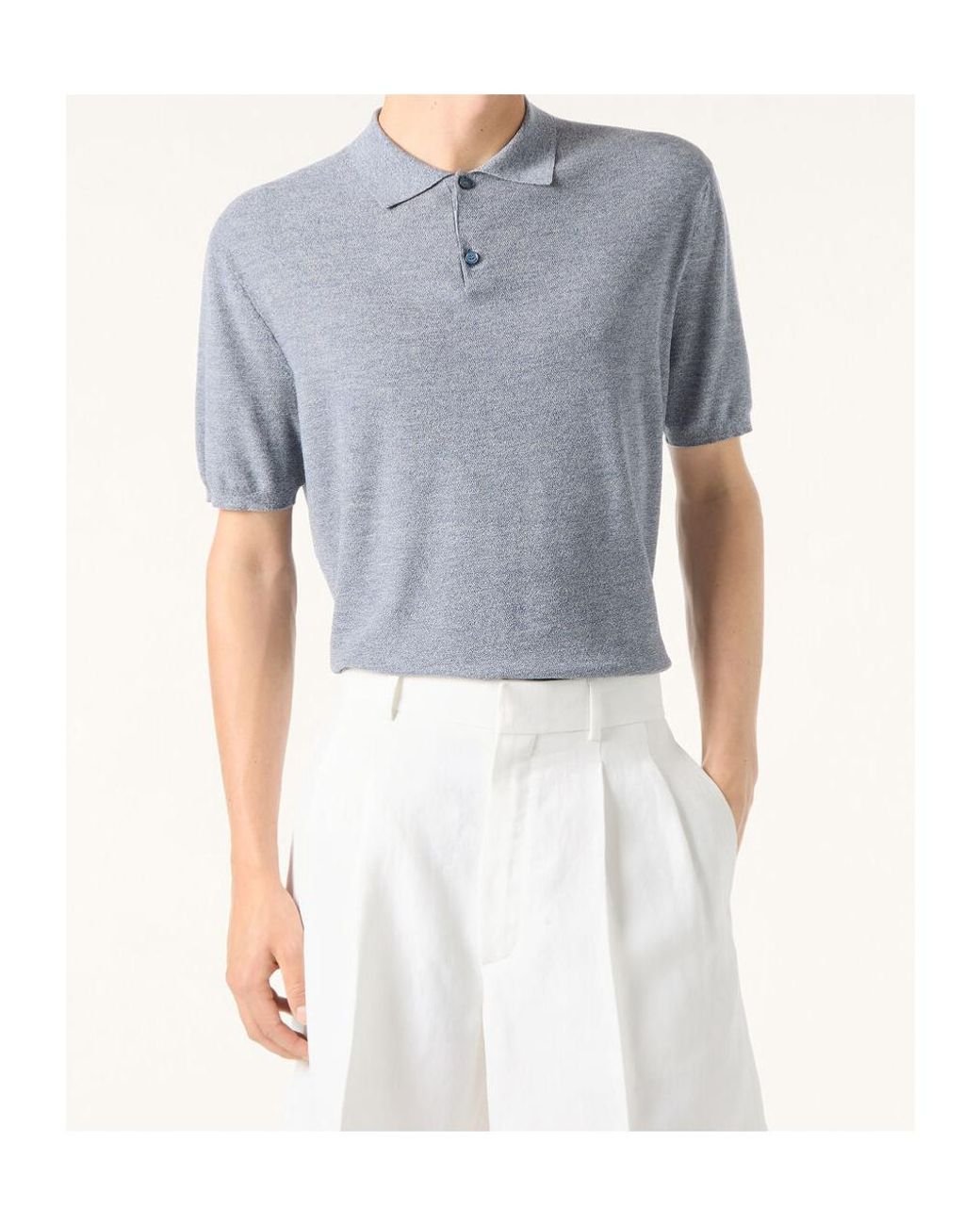 Loro Piana Blue Tartana Polo Shirt for men