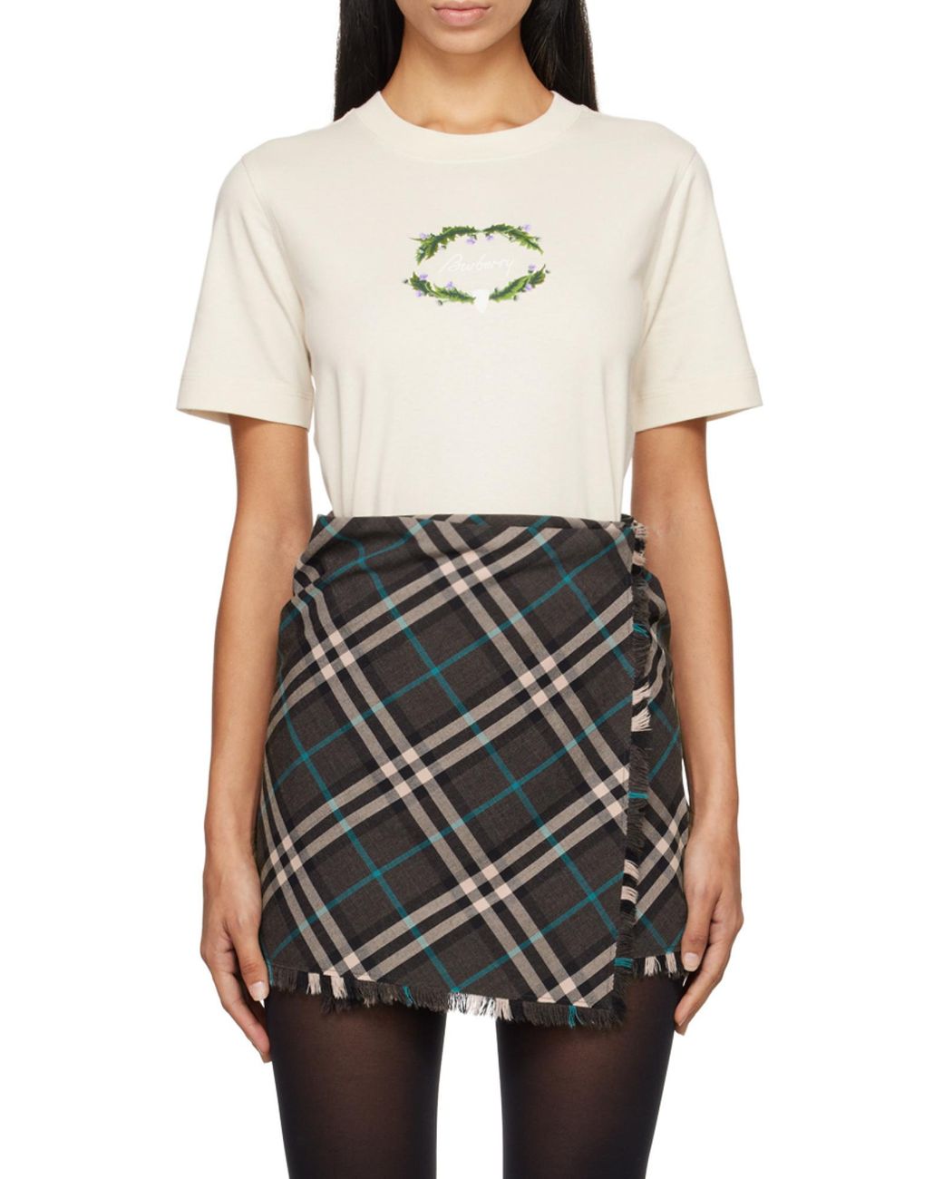 Burberry White Logo Embroidered Crewneck T-Shirt
