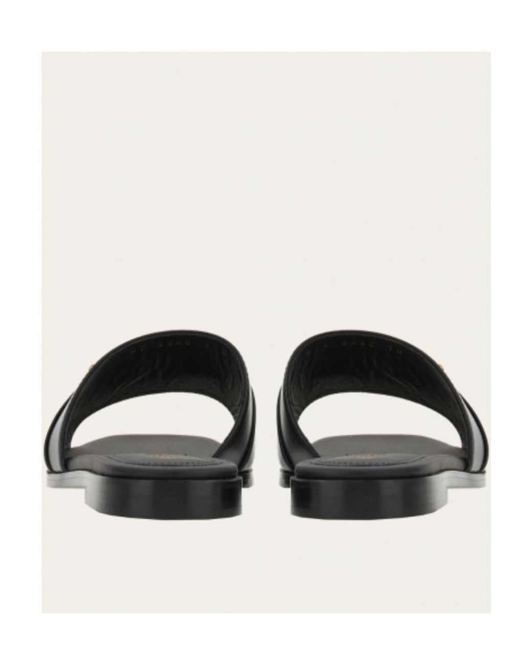 Ferragamo Black Square Head Slippers