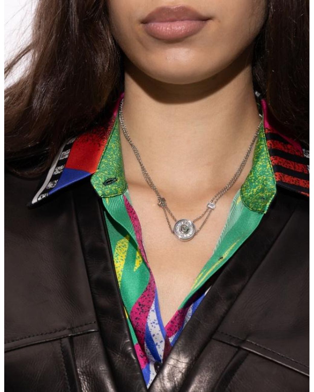 Versace White Bright Medusa Embellished Necklace