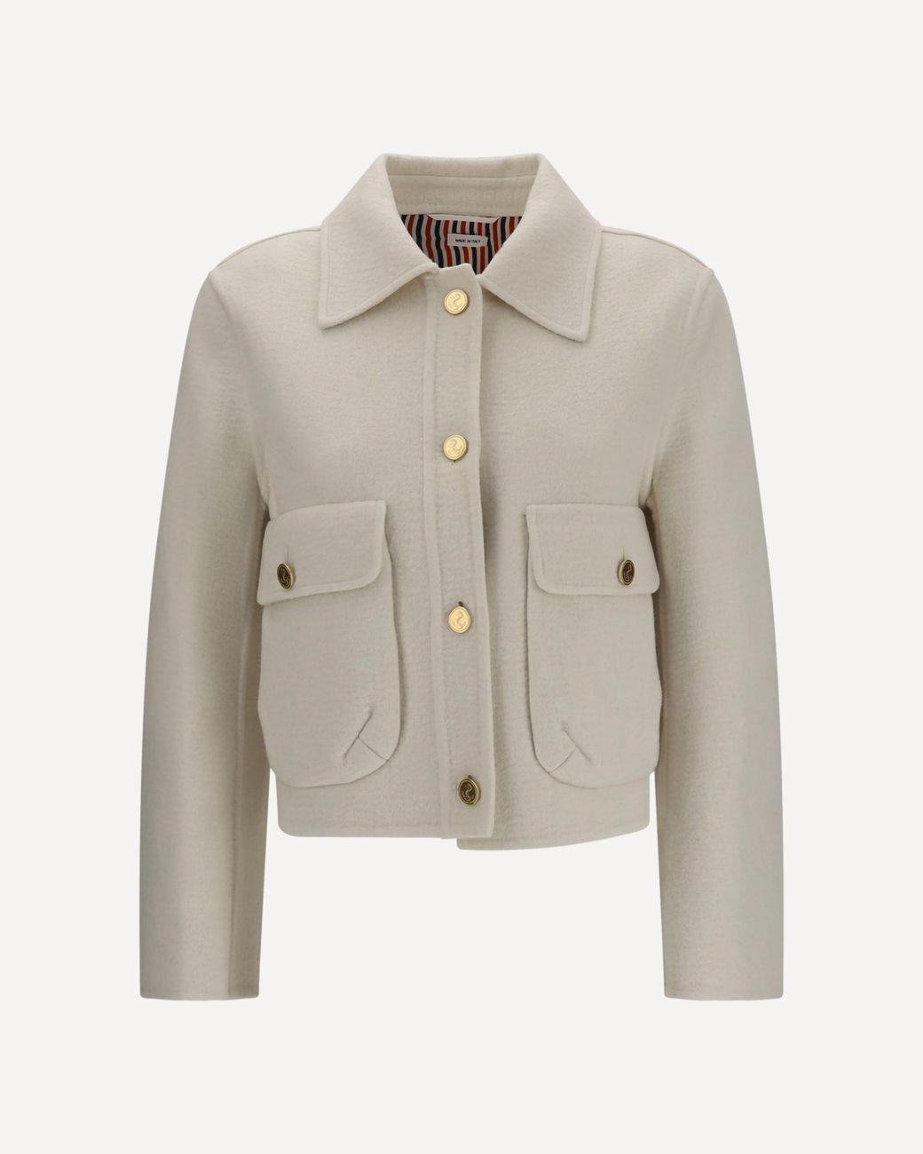 Thom Browne White Bell Sleeve Wool Jacket