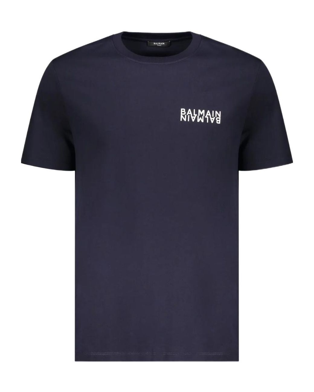 Balmain Blue Logo Printed Crewneck T-Shirt for men