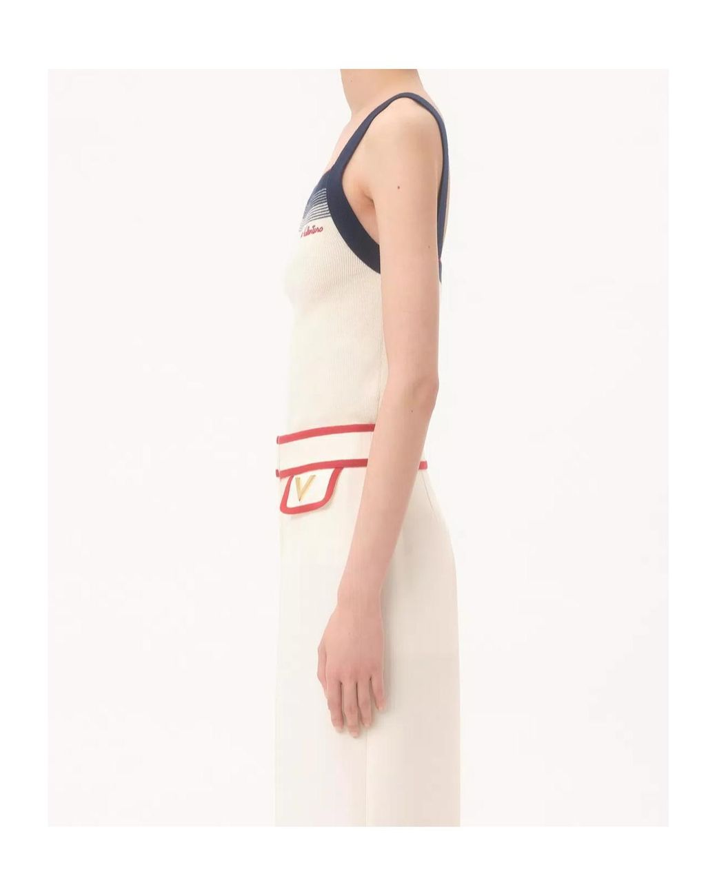 Valentino Blue Chez Stripe Detailed Sleeveless Tank Top