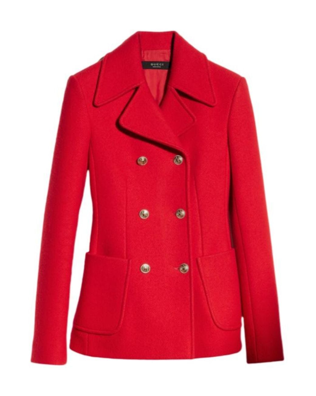 Gucci Red Double-Breasted Wool Polyamide Coat